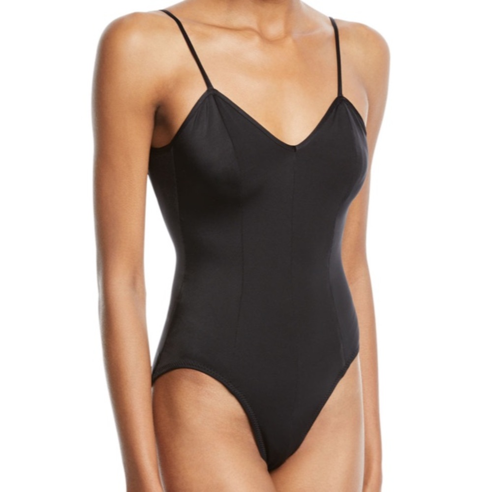 Norma Kamali Black V-Neck One Piece